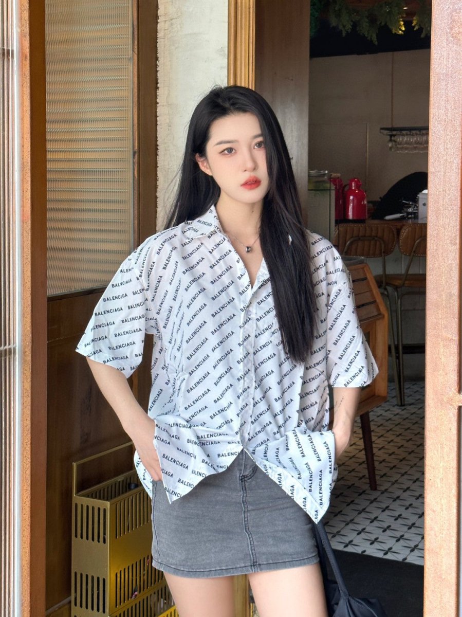 Balenciaga All-Over Logo Print Shirt (White) - Phantom Kicks