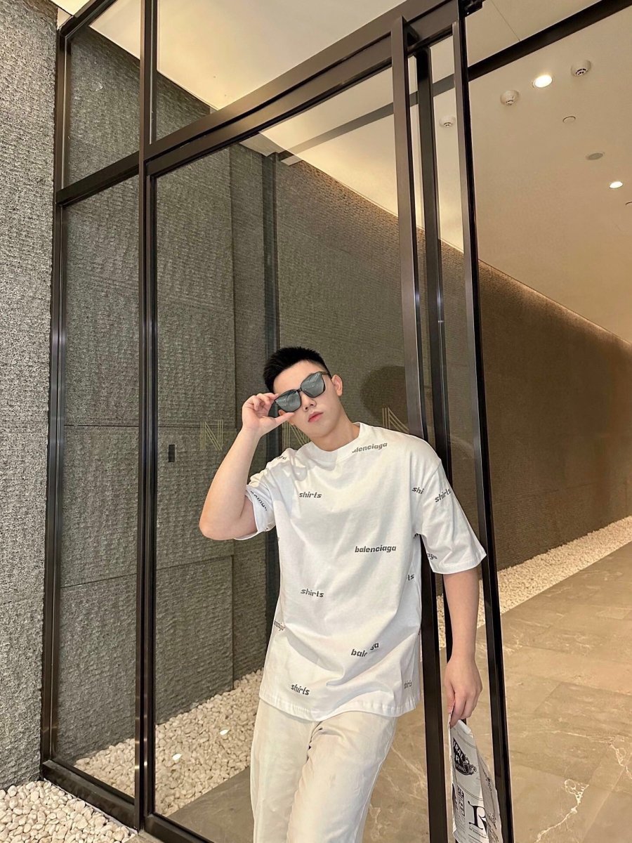 Balenciaga Allover Logo Print T-Shirt - White - Phantom Kicks