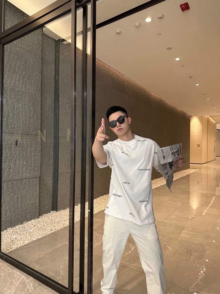 Balenciaga Allover Logo Print T-Shirt - White - Phantom Kicks