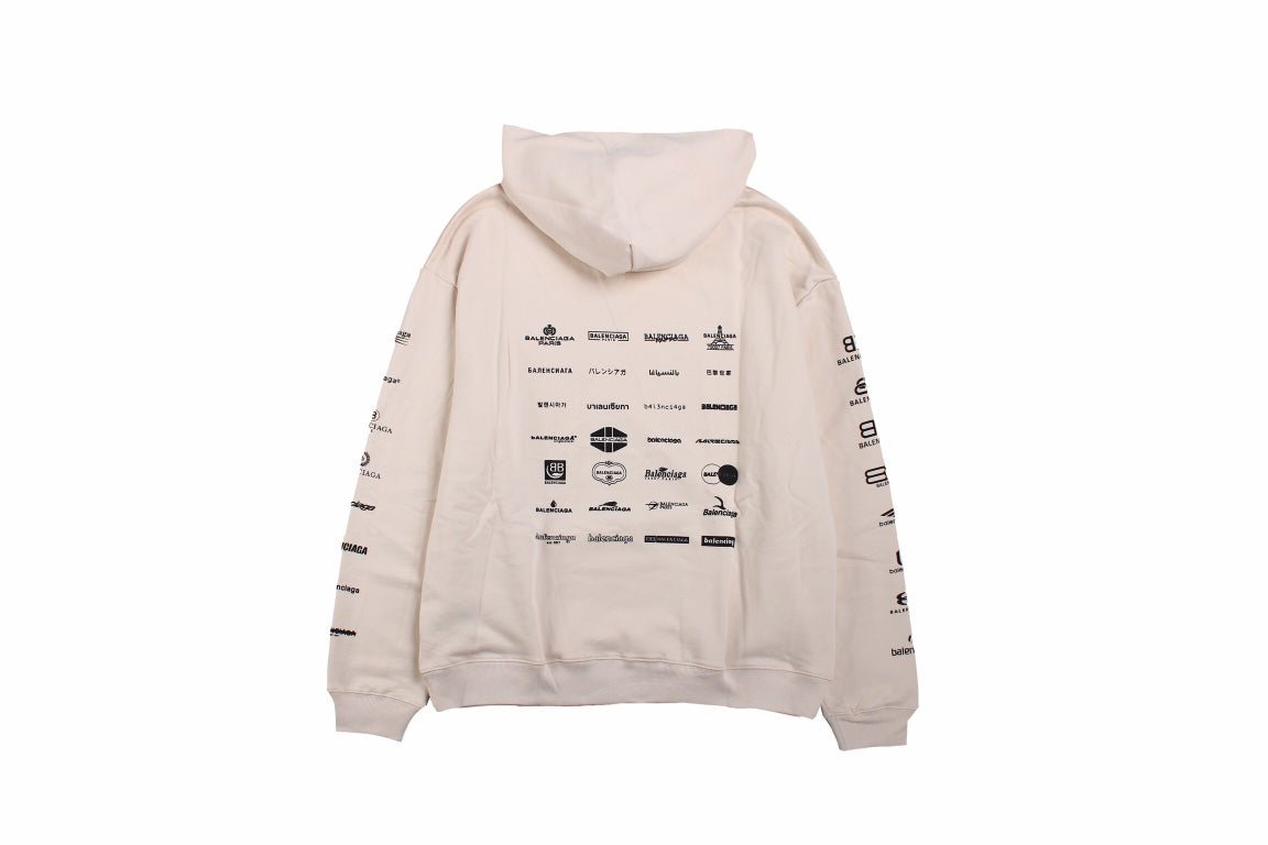 Balenciaga Beige Multilogo Hoodie - Phantom Kicks