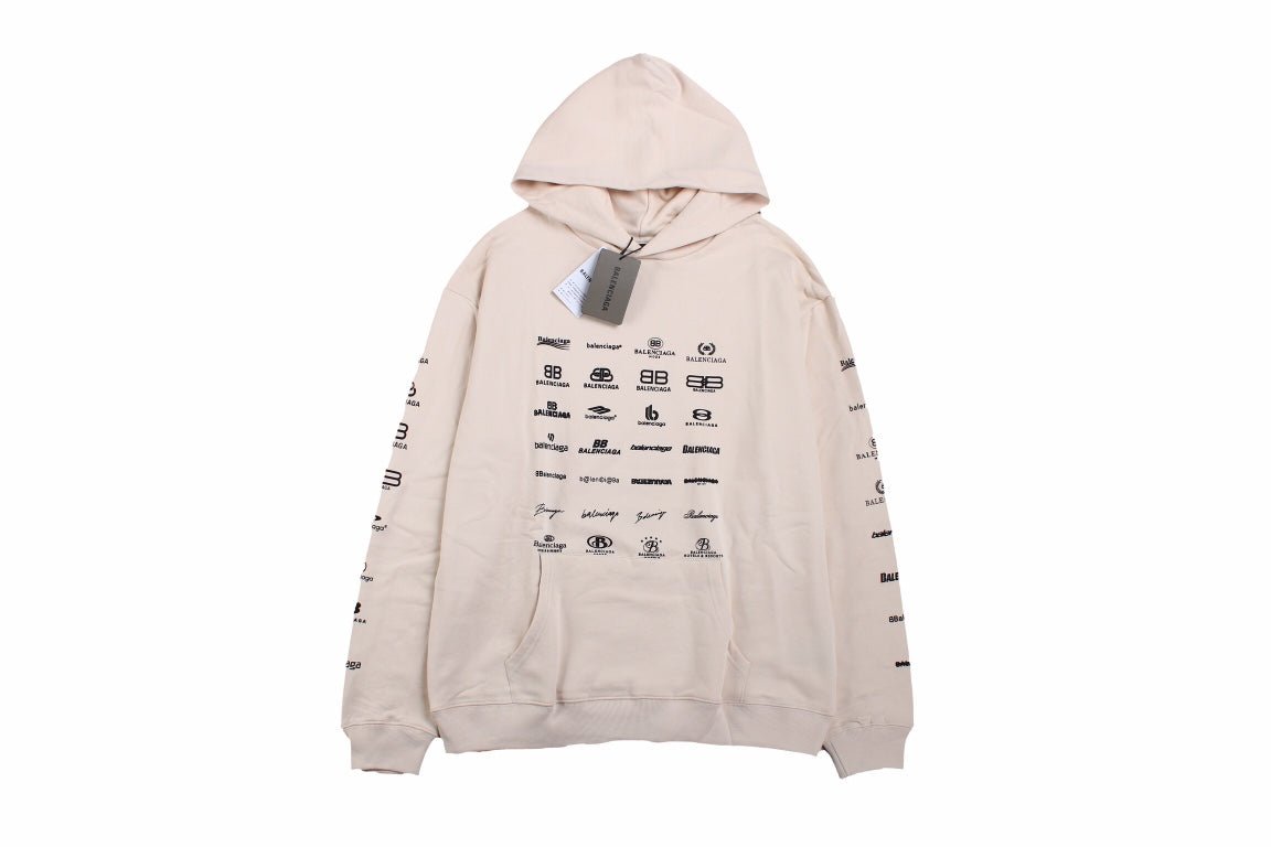 Balenciaga Beige Multilogo Hoodie - Phantom Kicks