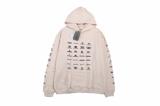 Balenciaga Beige Multilogo Hoodie - Phantom Kicks