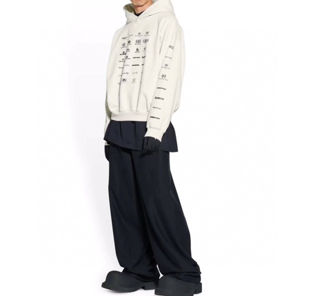 Balenciaga Beige Multilogo Hoodie - Phantom Kicks