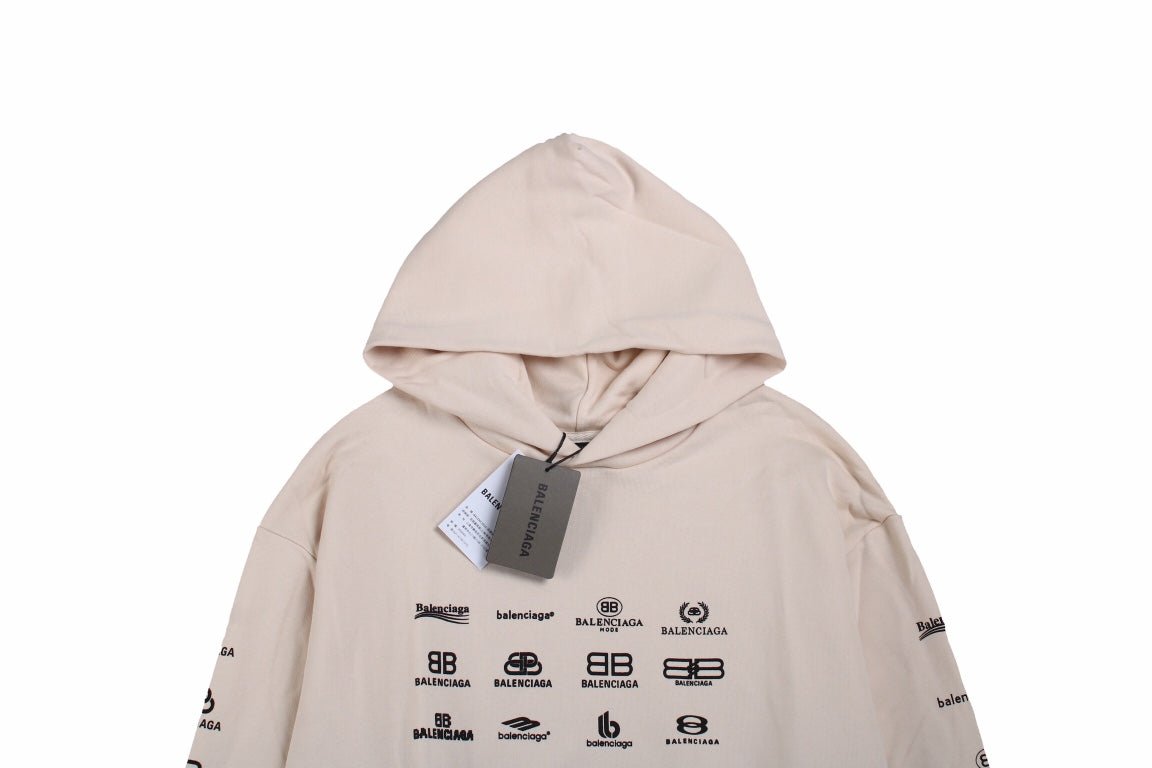 Balenciaga Beige Multilogo Hoodie - Phantom Kicks