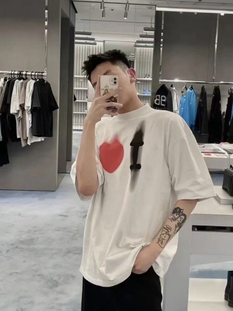 Balenciaga Beige T-Shirt with Abstract Graphic - Phantom Kicks