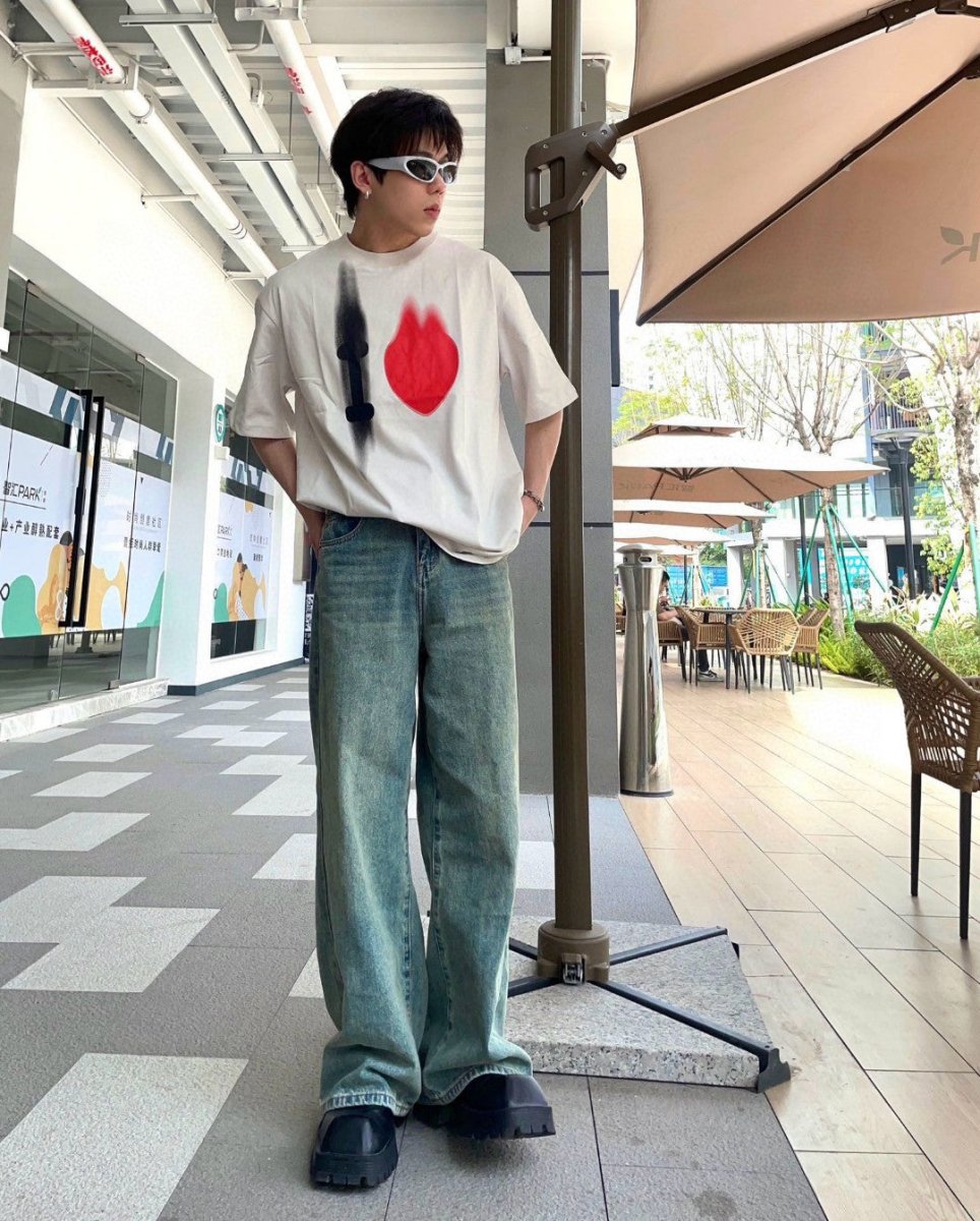 Balenciaga Beige T-Shirt with Abstract Graphic - Phantom Kicks