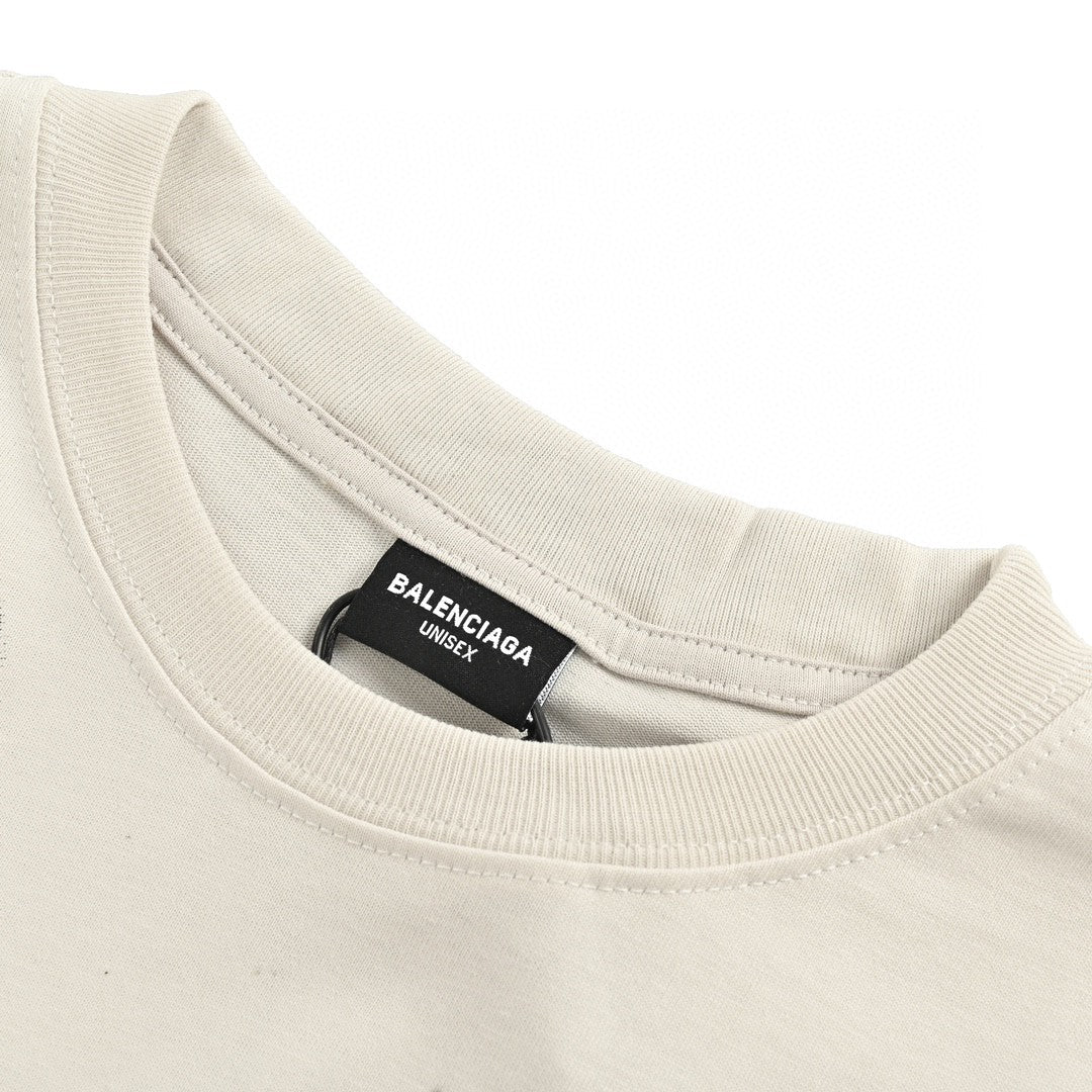 Balenciaga Beige T-Shirt with Abstract Graphic - Phantom Kicks