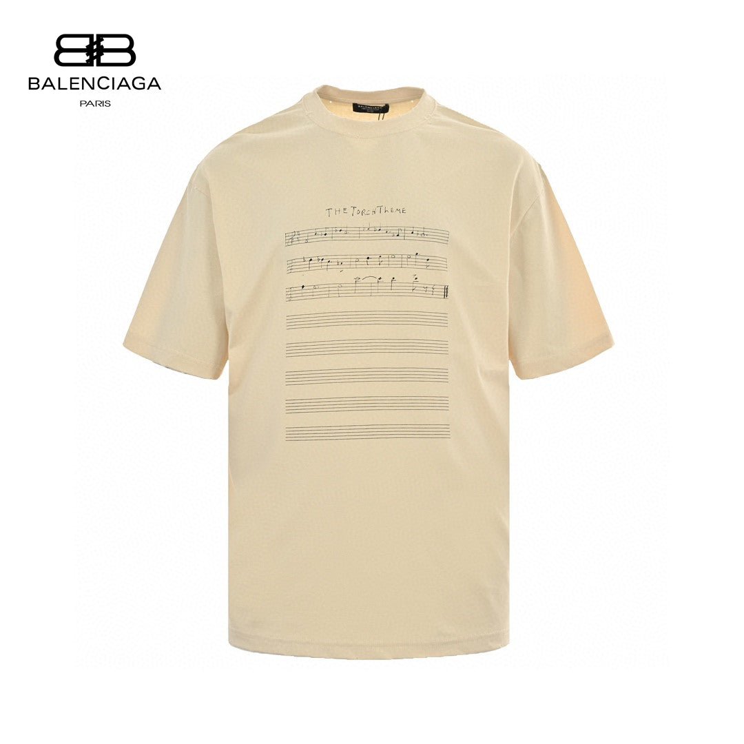 Balenciaga Beige T-Shirt with Musical Notes - Phantom Kicks