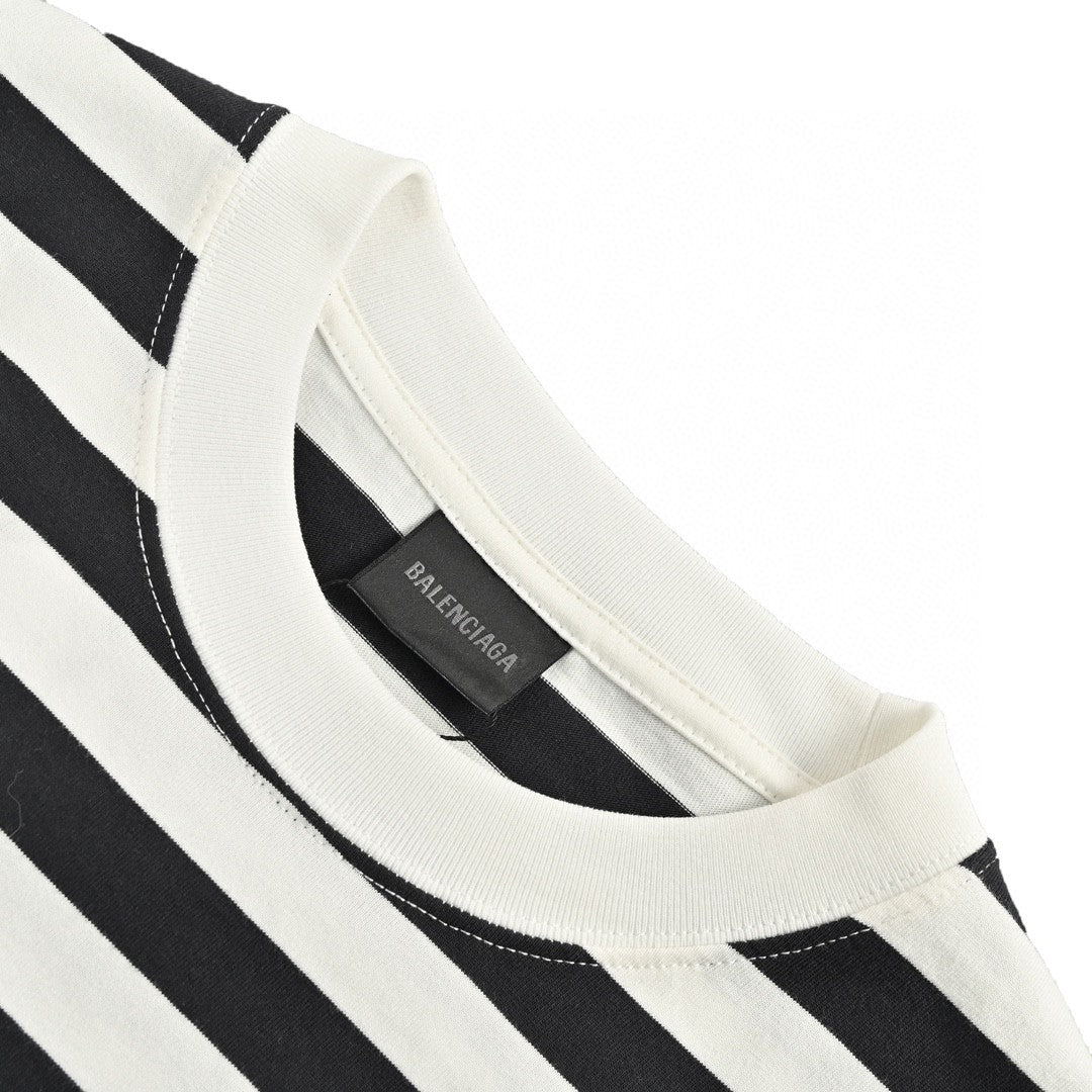 Balenciaga Black and White Striped T-Shirt - Phantom Kicks