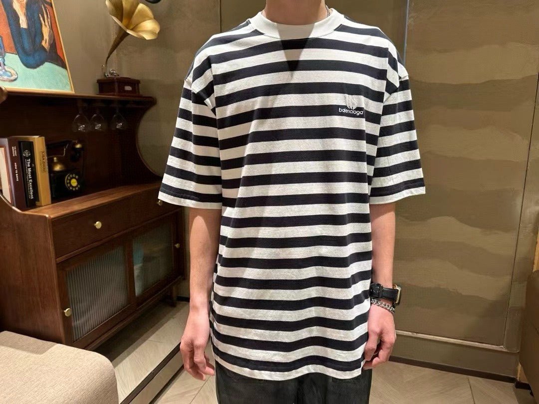Balenciaga Black and White Striped T-Shirt - Phantom Kicks
