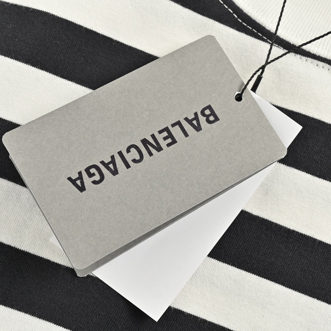 Balenciaga Black and White Striped T-Shirt - Phantom Kicks