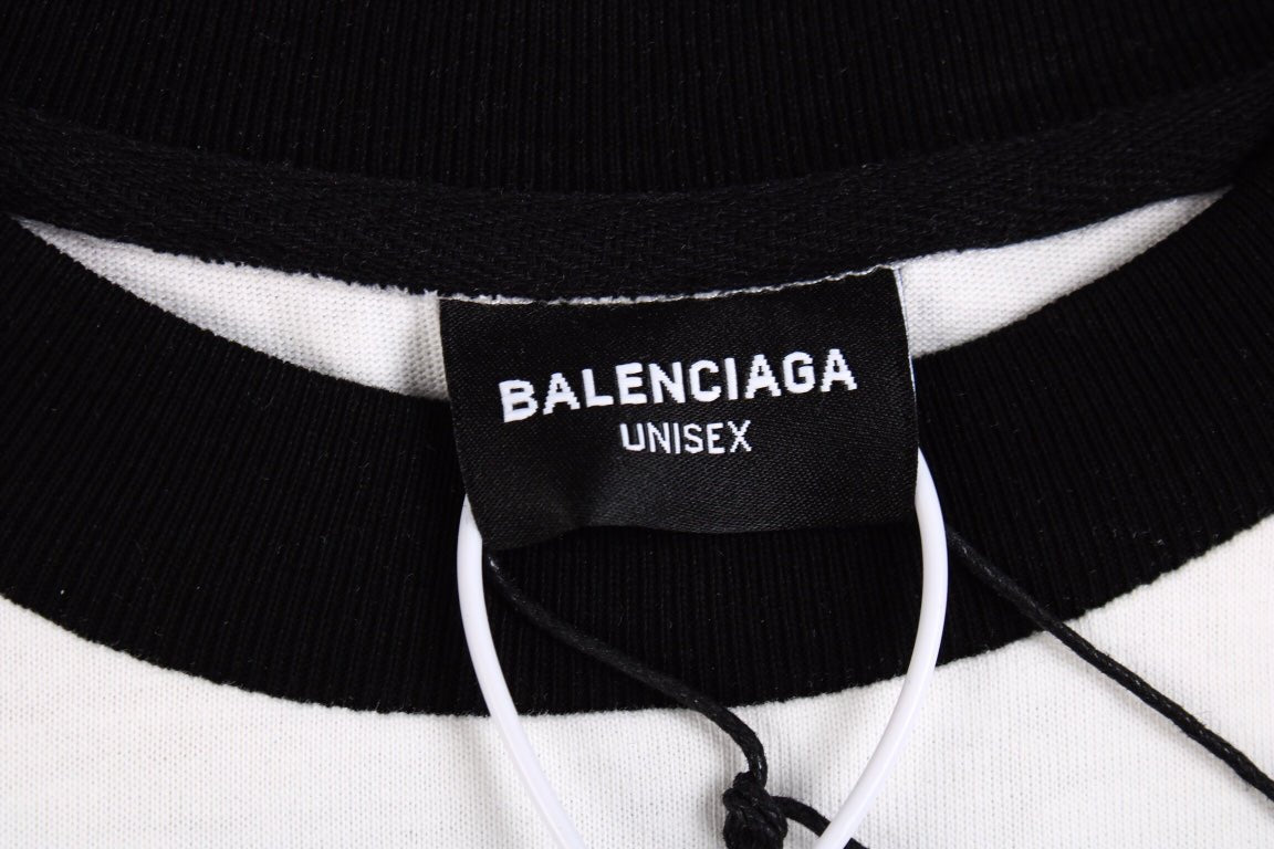 BALENCIAGA LOGO PRINT T-SHIRT BLACK WHITE - Phantom Kicks