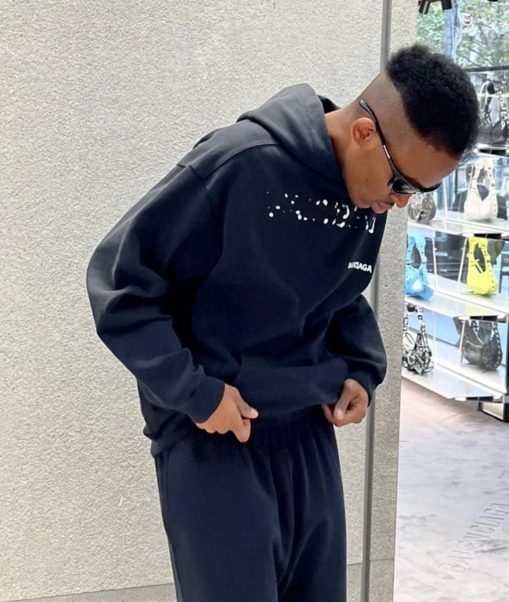 Balenciaga Black Distorted Logo Hoodie - Phantom Kicks