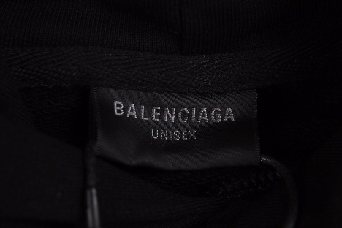 Balenciaga Black Distorted Logo Hoodie - Phantom Kicks