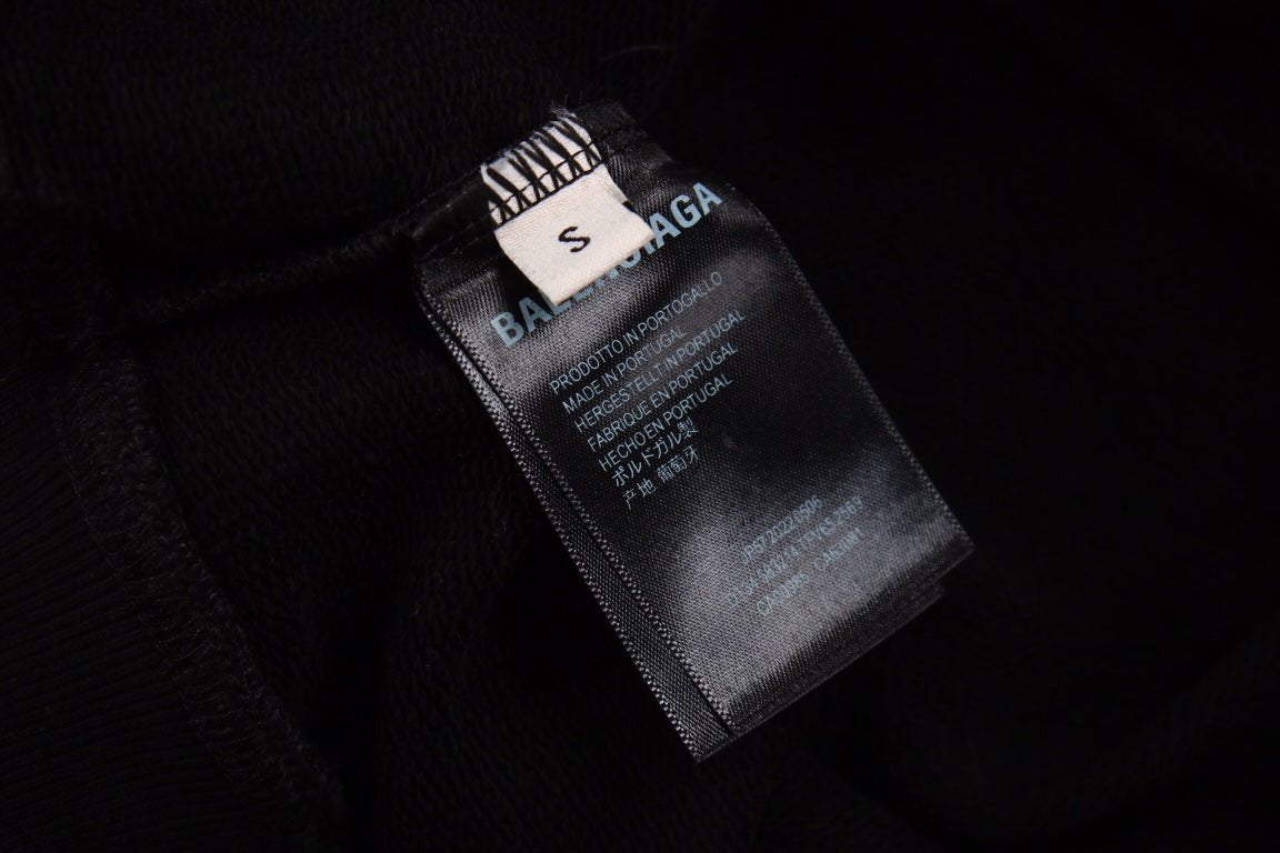 Balenciaga Black Distorted Logo Hoodie - Phantom Kicks