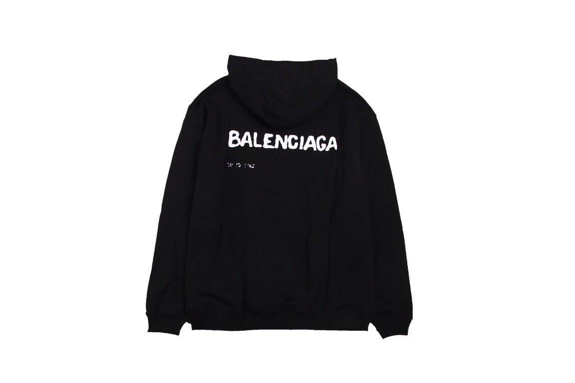 Balenciaga Black Distorted Logo Hoodie - Phantom Kicks