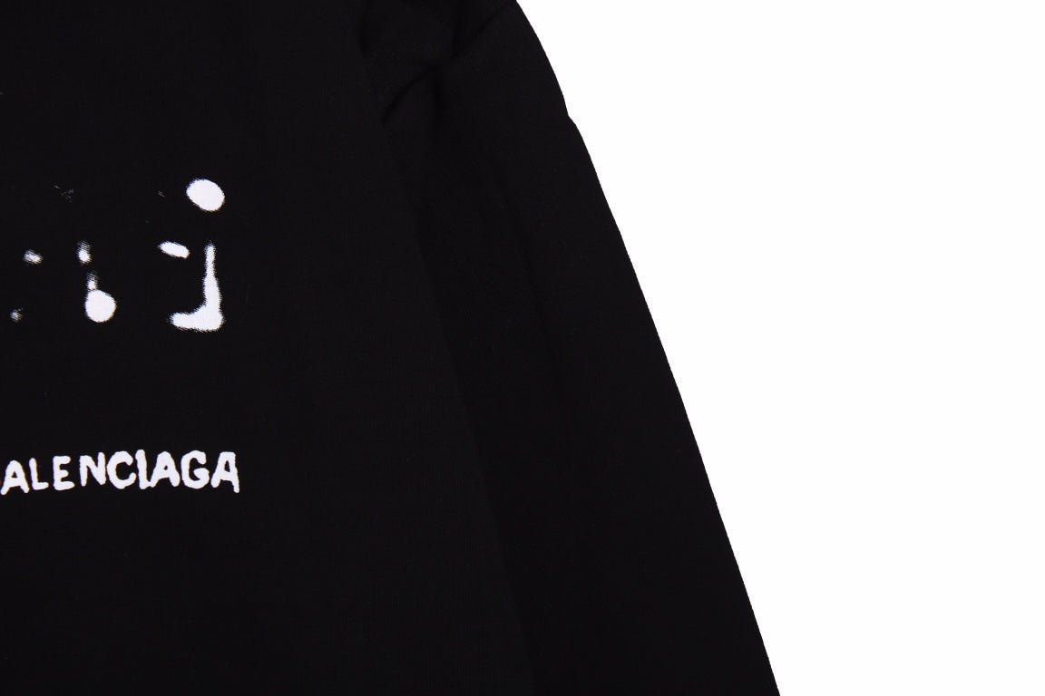 Balenciaga Black Distorted Logo Hoodie - Phantom Kicks
