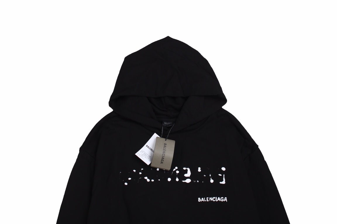 Balenciaga Black Distorted Logo Hoodie - Phantom Kicks
