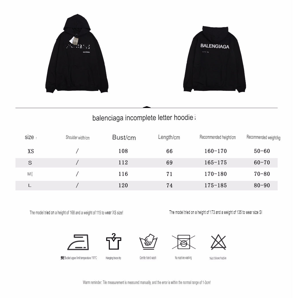Balenciaga Black Distorted Logo Hoodie - Phantom Kicks