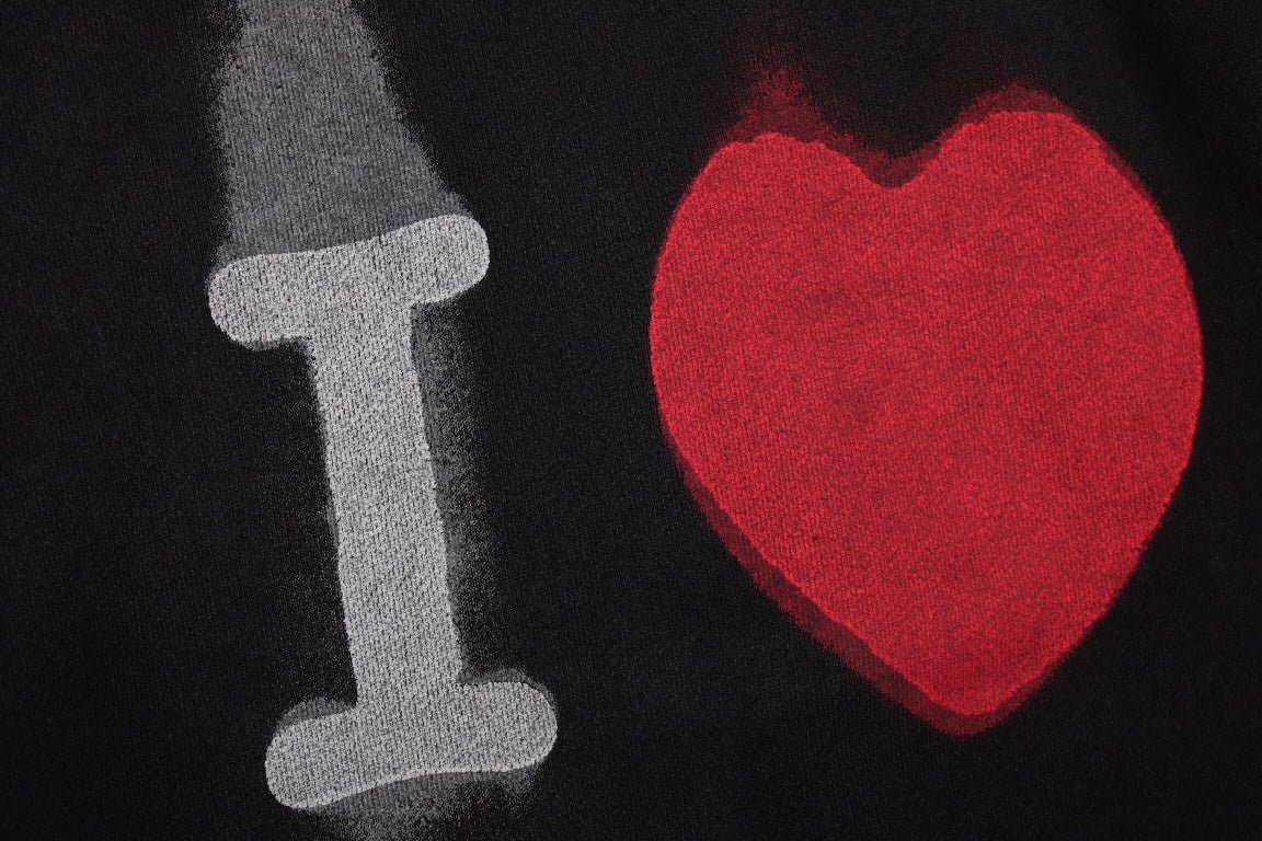 Balenciaga Black Hoodie with "I Love" Graphic - Phantom Kicks