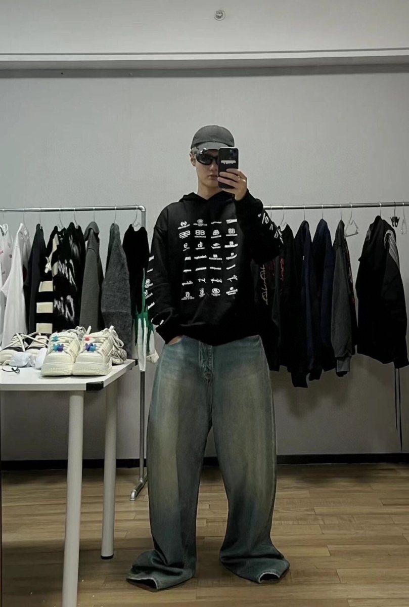 Balenciaga Black Multilogo Hoodie - Phantom Kicks