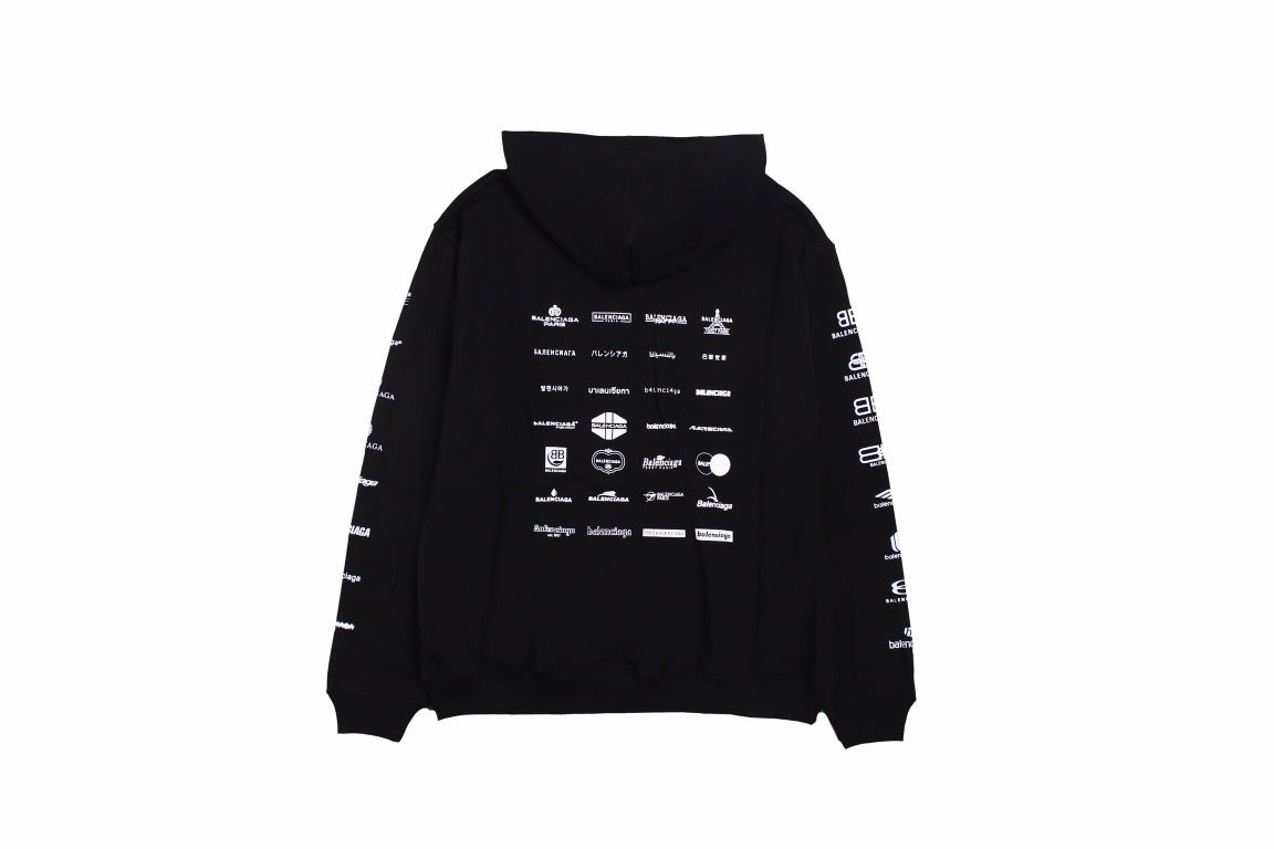 Balenciaga Black Multilogo Hoodie - Phantom Kicks