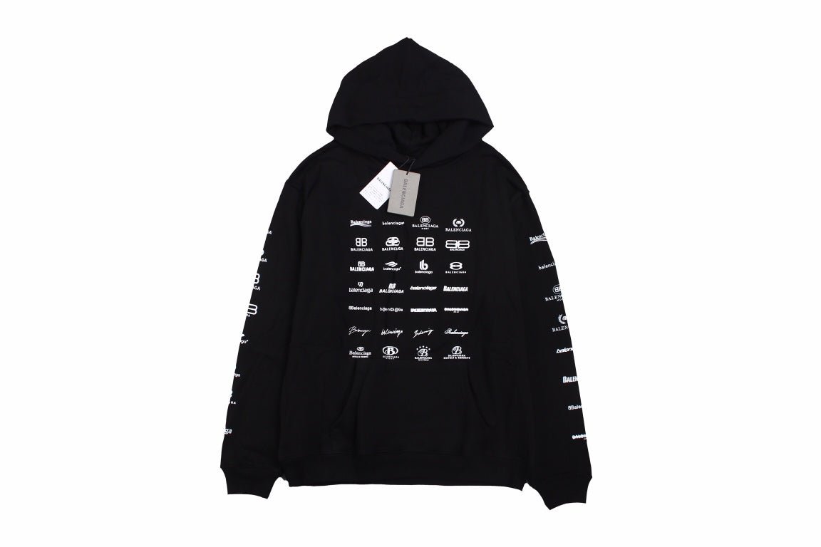 Balenciaga Black Multilogo Hoodie - Phantom Kicks