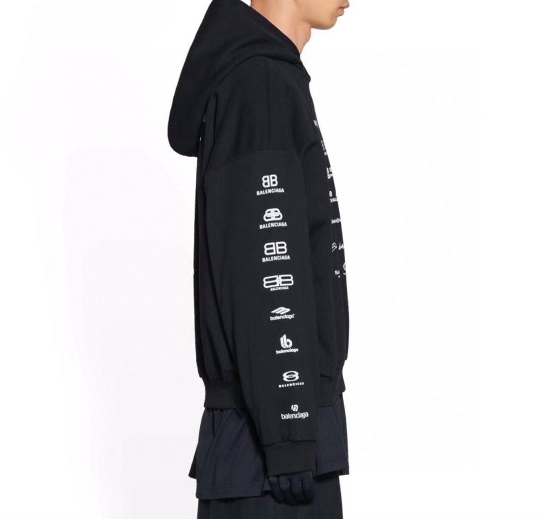 Balenciaga Black Multilogo Hoodie - Phantom Kicks