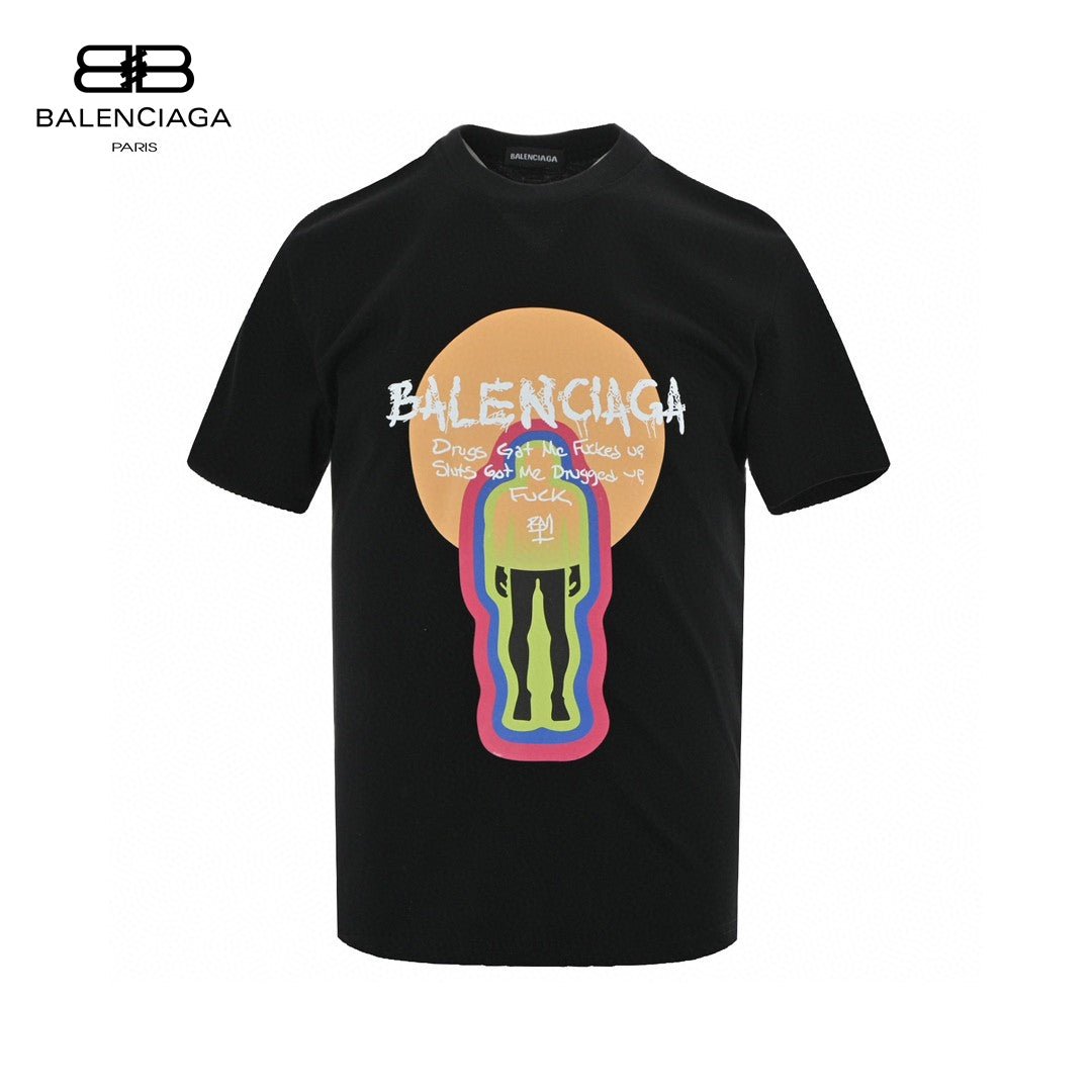 Balenciaga Black T-Shirt with Graphic Design - Phantom Kicks