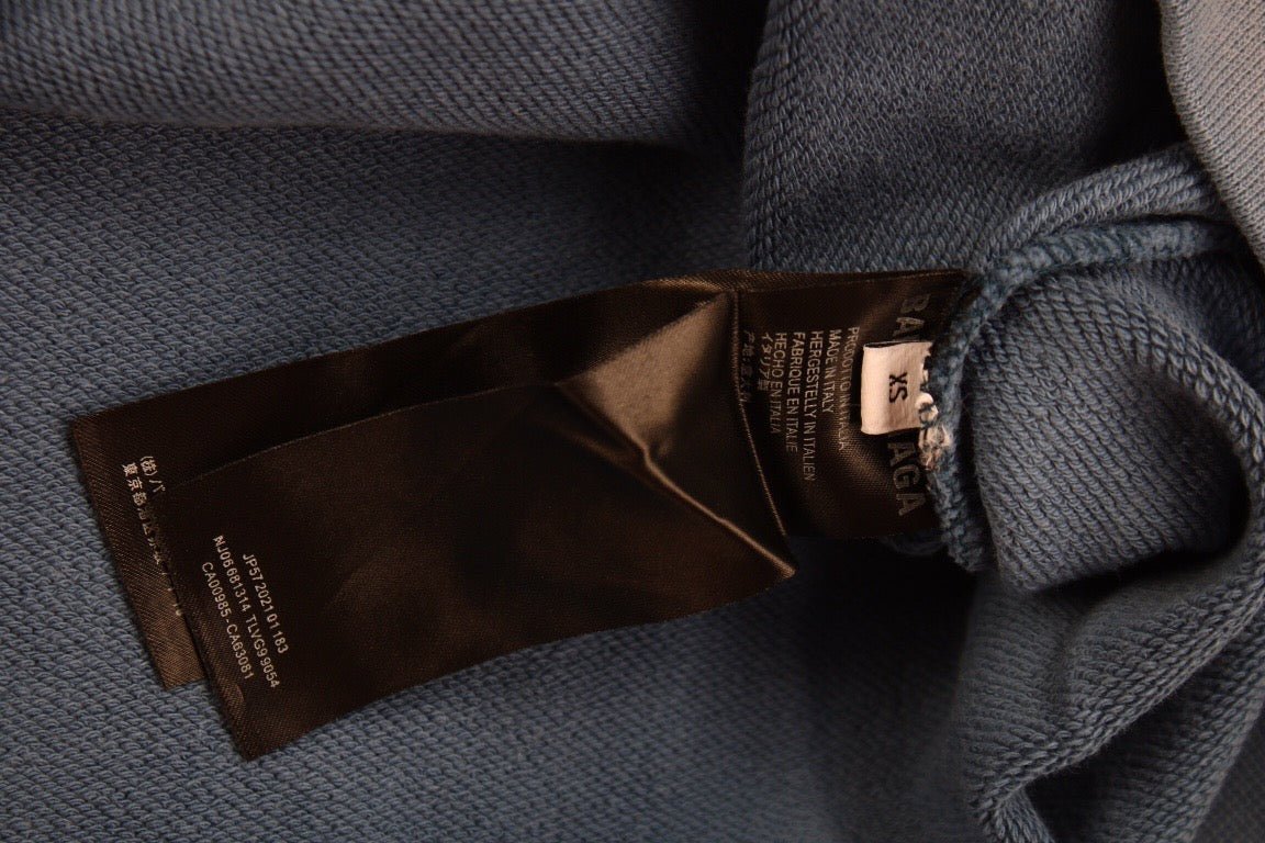 BALENCIAGA GRAPHIC LOGO HOODIE BLUE - Phantom Kicks