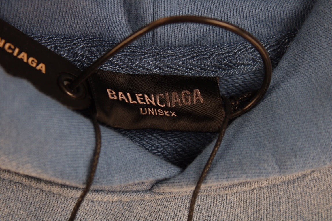 BALENCIAGA GRAPHIC LOGO HOODIE BLUE - Phantom Kicks