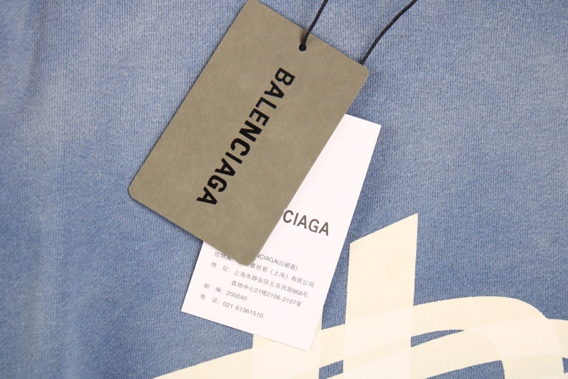 BALENCIAGA GRAPHIC LOGO HOODIE BLUE - Phantom Kicks