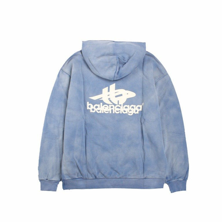 BALENCIAGA GRAPHIC LOGO HOODIE BLUE - Phantom Kicks