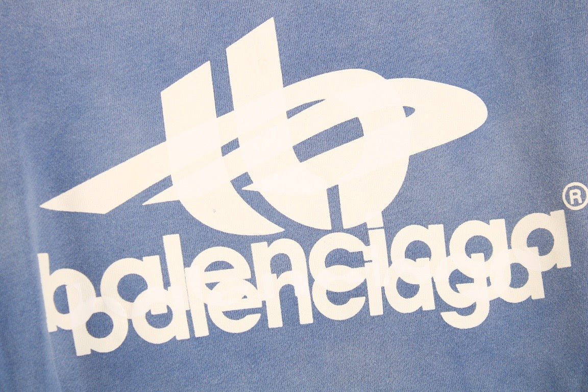BALENCIAGA GRAPHIC LOGO HOODIE BLUE - Phantom Kicks