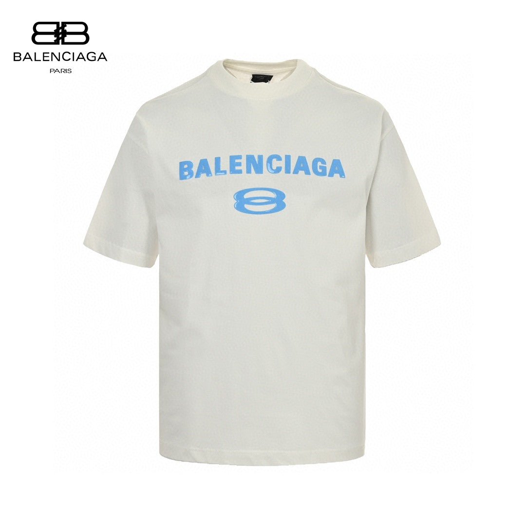 Balenciaga Blue Logo T-Shirt (White) - Phantom Kicks