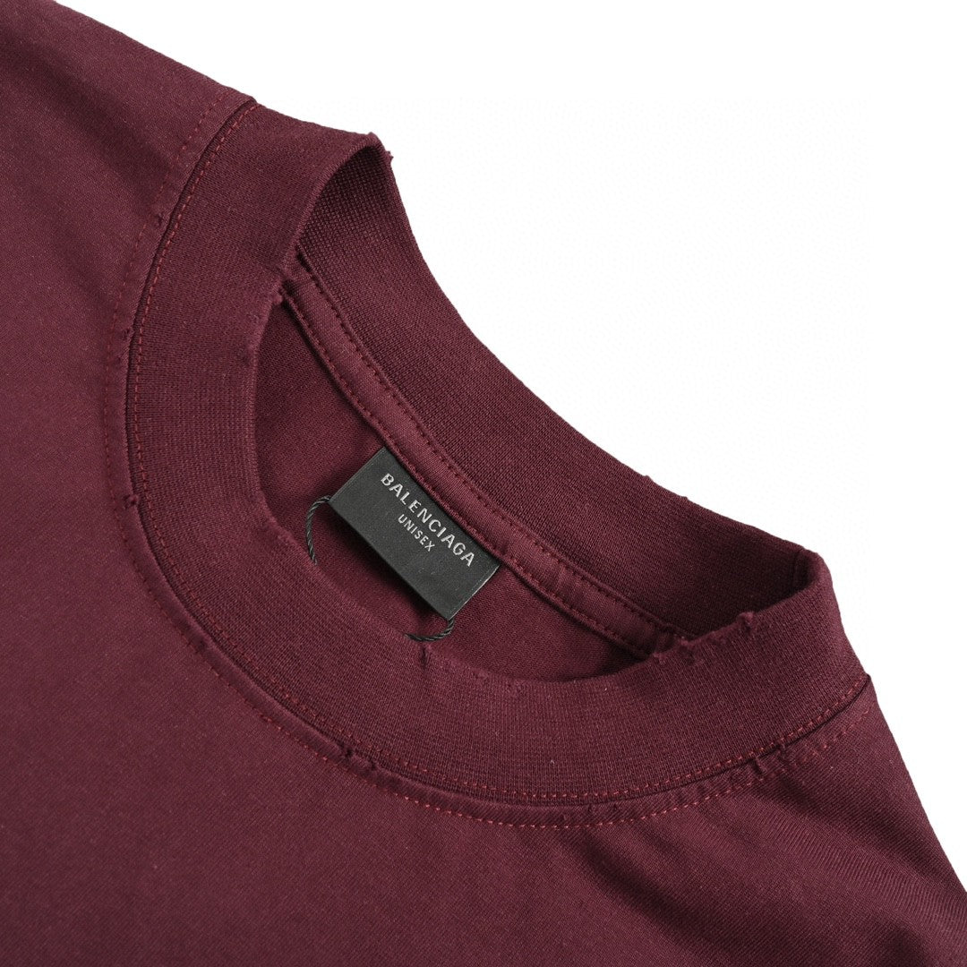 Balenciaga Burgundy Logo T-Shirt - Phantom Kicks