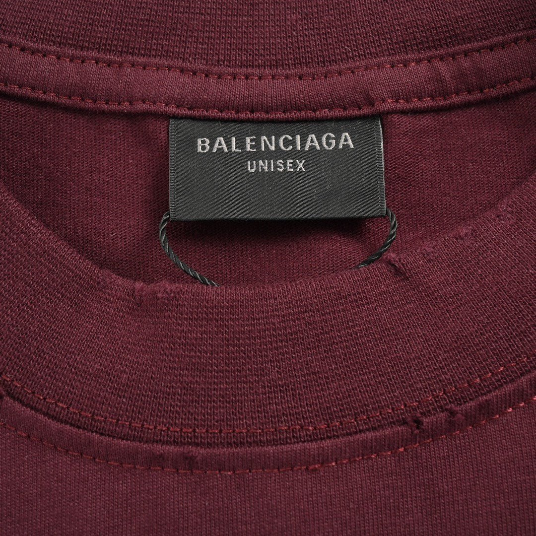 Balenciaga Burgundy Logo T-Shirt - Phantom Kicks