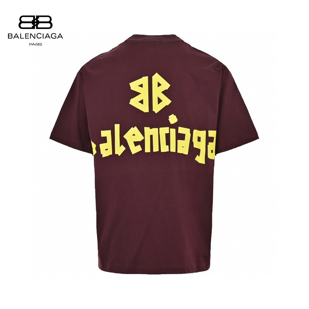 Balenciaga Burgundy Logo T-Shirt - Phantom Kicks