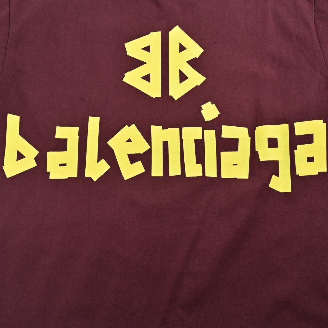 Balenciaga Burgundy Logo T-Shirt - Phantom Kicks