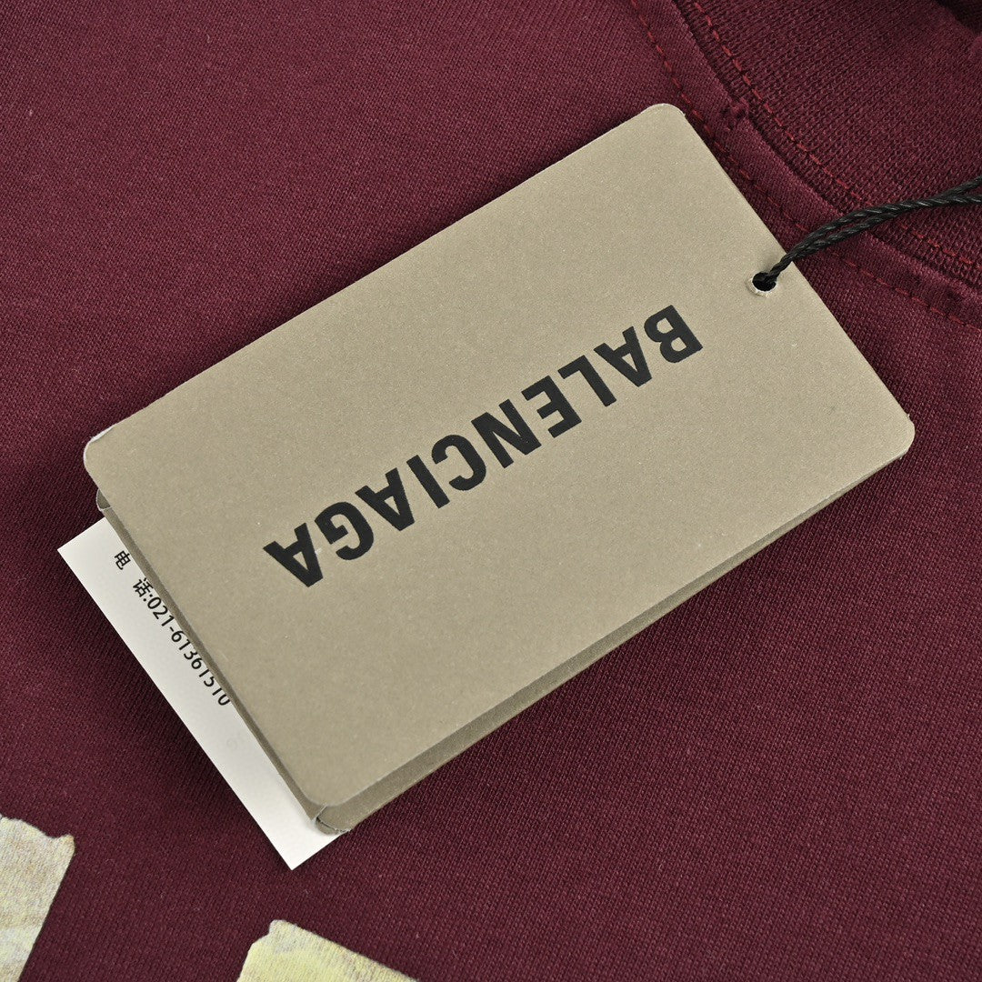 Balenciaga Burgundy Logo T-Shirt - Phantom Kicks
