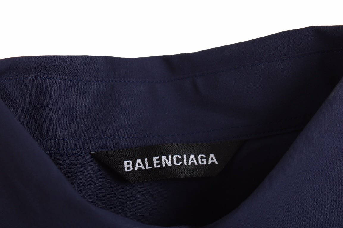 BALENCIAGA LOGO DESIGN BUTTON-UP SHIRT NAVY - Phantom Kicks