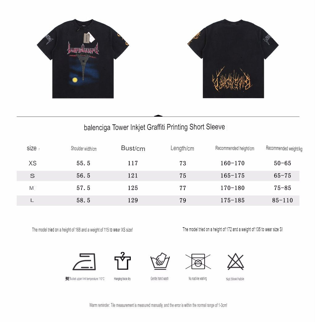 BALENCIAGA DEVIL'S EIFFEL TOWER GRAPHIC T-SHIRT BLACK - Phantom Kicks