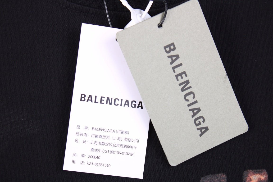 Balenciaga Distressed BB Logo T-Shirt - Phantom Kicks