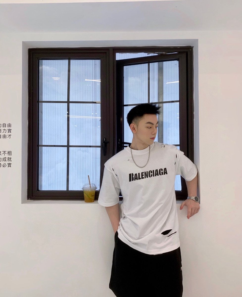Balenciaga Distressed Logo T-Shirt - Phantom Kicks