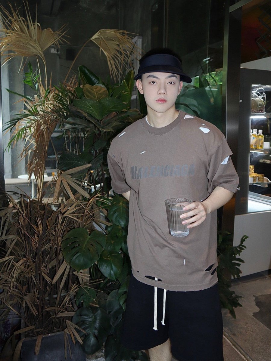 Balenciaga Distressed Logo T-Shirt - Phantom Kicks