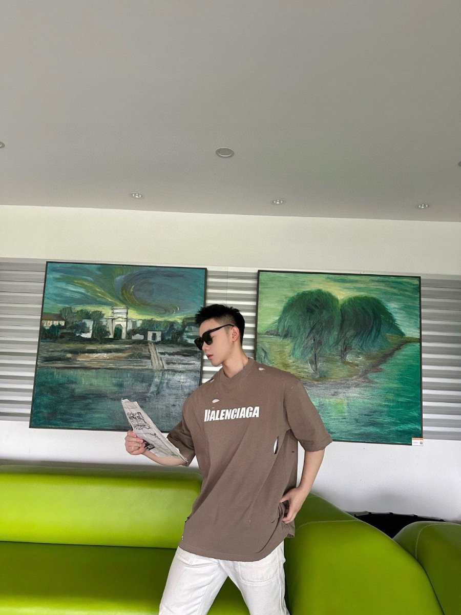 Balenciaga Distressed Logo T-Shirt - Phantom Kicks