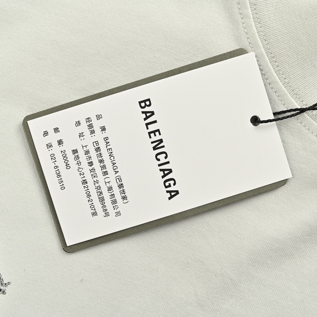 Balenciaga Distressed Logo T-Shirt in White - Phantom Kicks