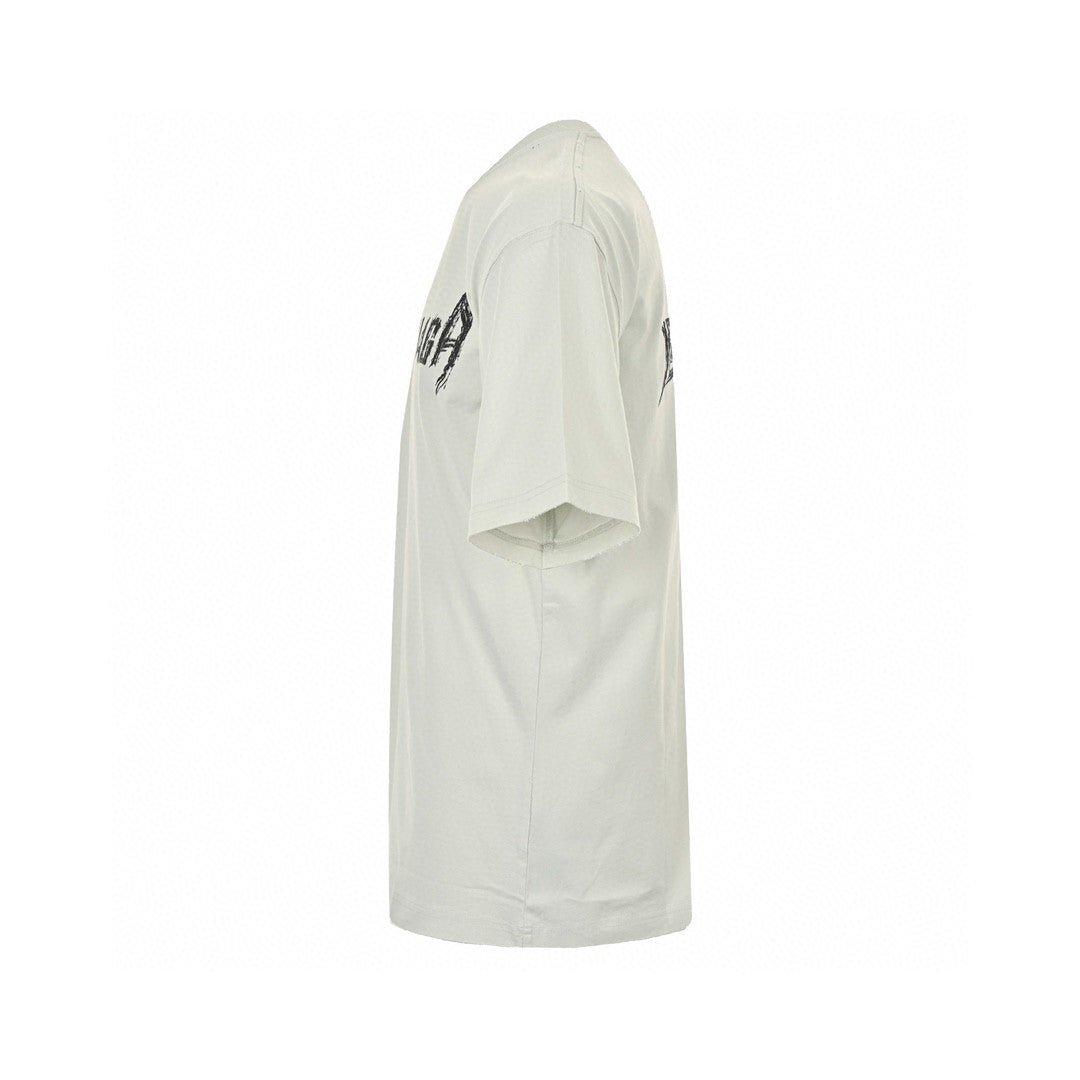 Balenciaga Distressed Logo T-Shirt in White - Phantom Kicks