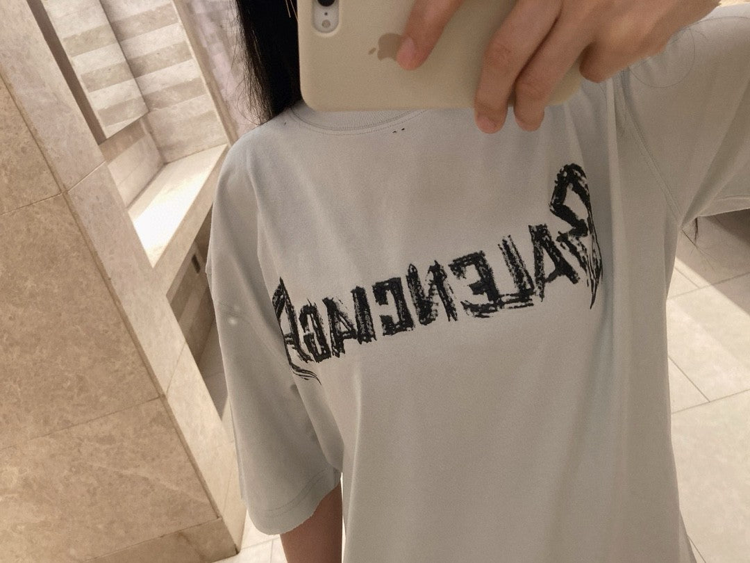 Balenciaga Distressed Logo T-Shirt in White - Phantom Kicks