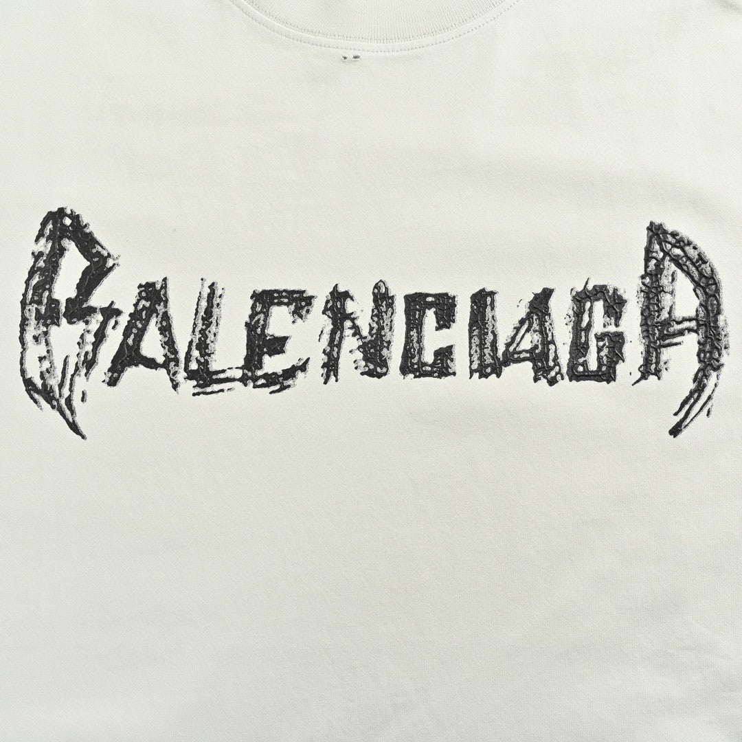 Balenciaga Distressed Logo T-Shirt in White - Phantom Kicks